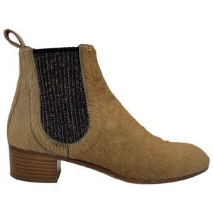 Chanel Pony Hair Block Heel Ankle Booties Boots Size EU 37 US 6.5/7